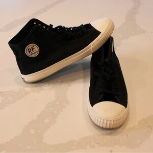 PF Flyers Black High-Top Sneakers with White Soles